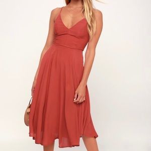 Lulus rust red lace-up dress